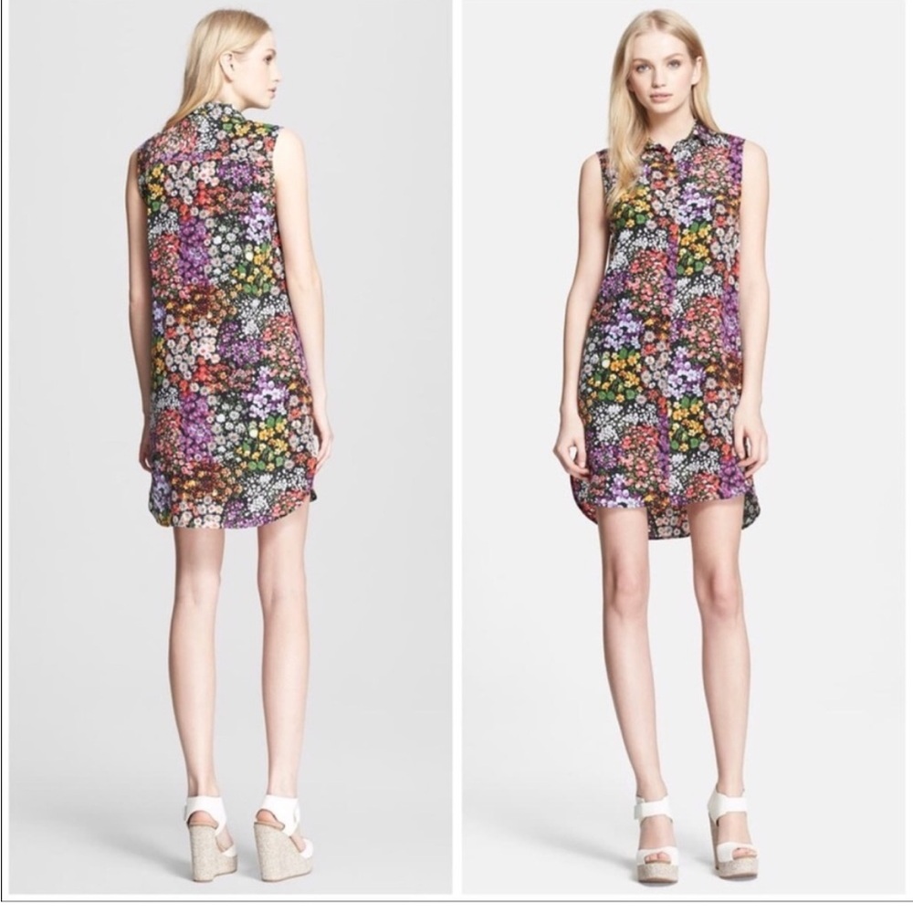 Equipment Michaela Floral Sleeveless Shirt Dress Size S 100% Silk